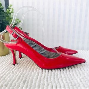 Zara Woman slingback pumps red patent medium heels